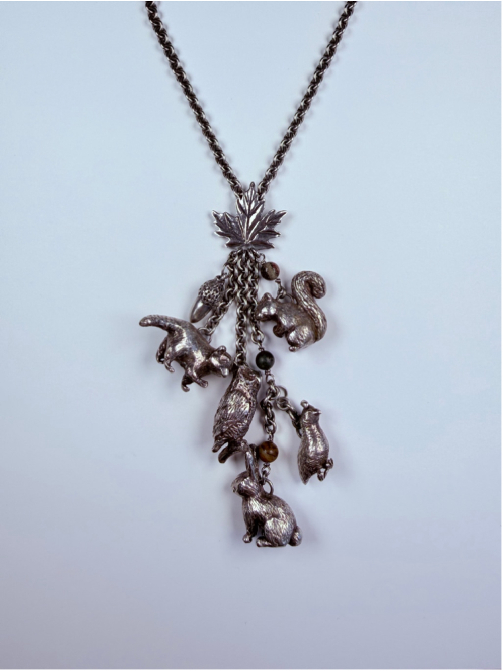 Susan Cummings Woodland Multi Critter Animal 925 Sterling Silver Charm Necklace